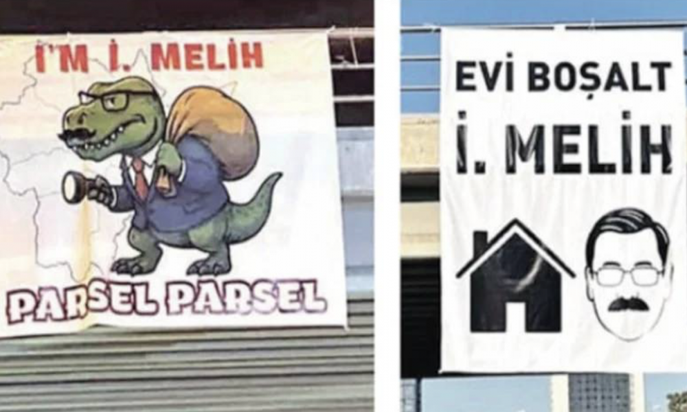 Ankara Büyükşehir Belediyesi’nin karşısına Melih Gökçek pankartı asıldı: Evi boşalt İ. Melih
